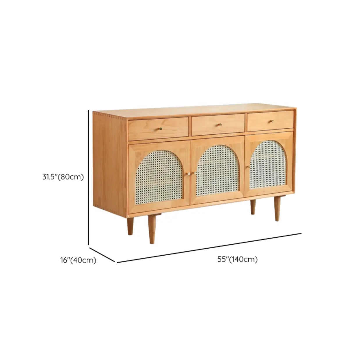 Oriental Wood Rattan Natural Large Storage Sideboard Image - 13