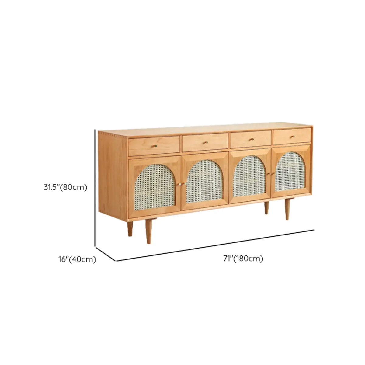 Oriental Wood Rattan Natural Large Storage Sideboard Image - 14