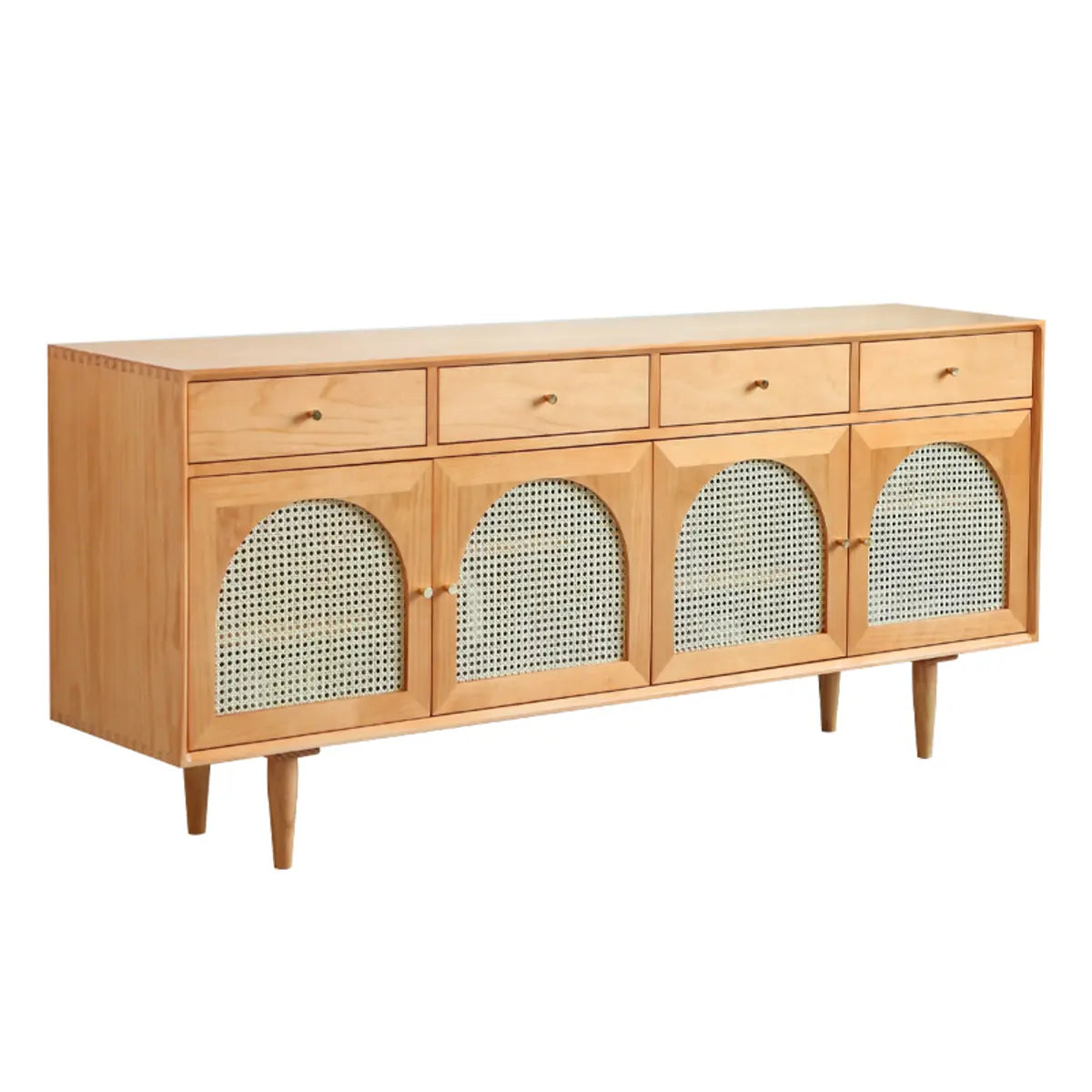 Oriental Wood Rattan Natural Large Storage Sideboard Image - 7