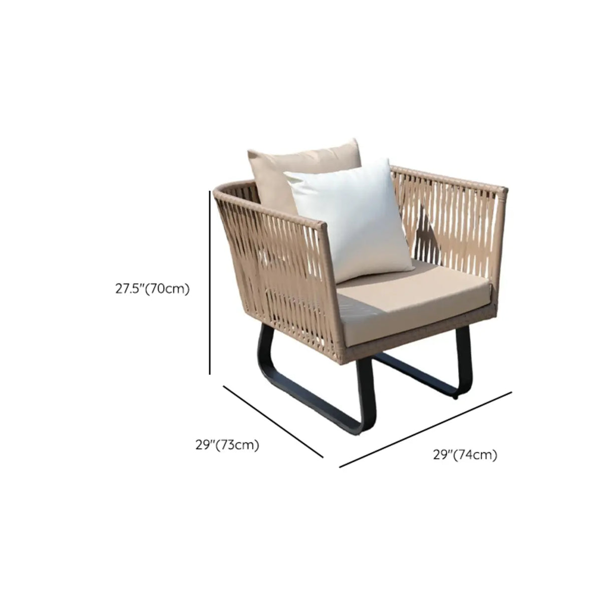 Outdoor Beige Wicker Upholstered Sofa Set with Cushions