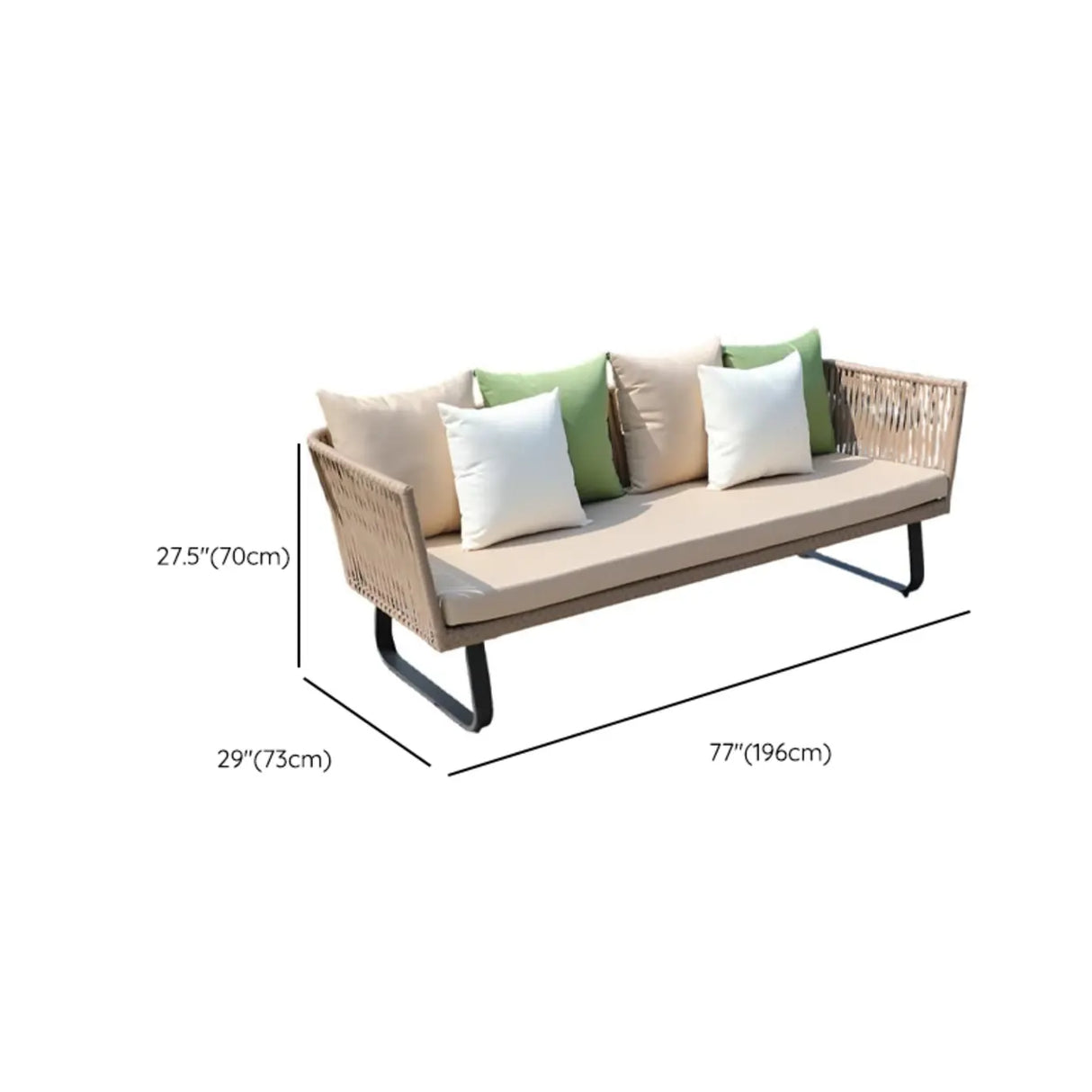 Outdoor Beige Wicker Upholstered Sofa Set with Cushions Image - 17