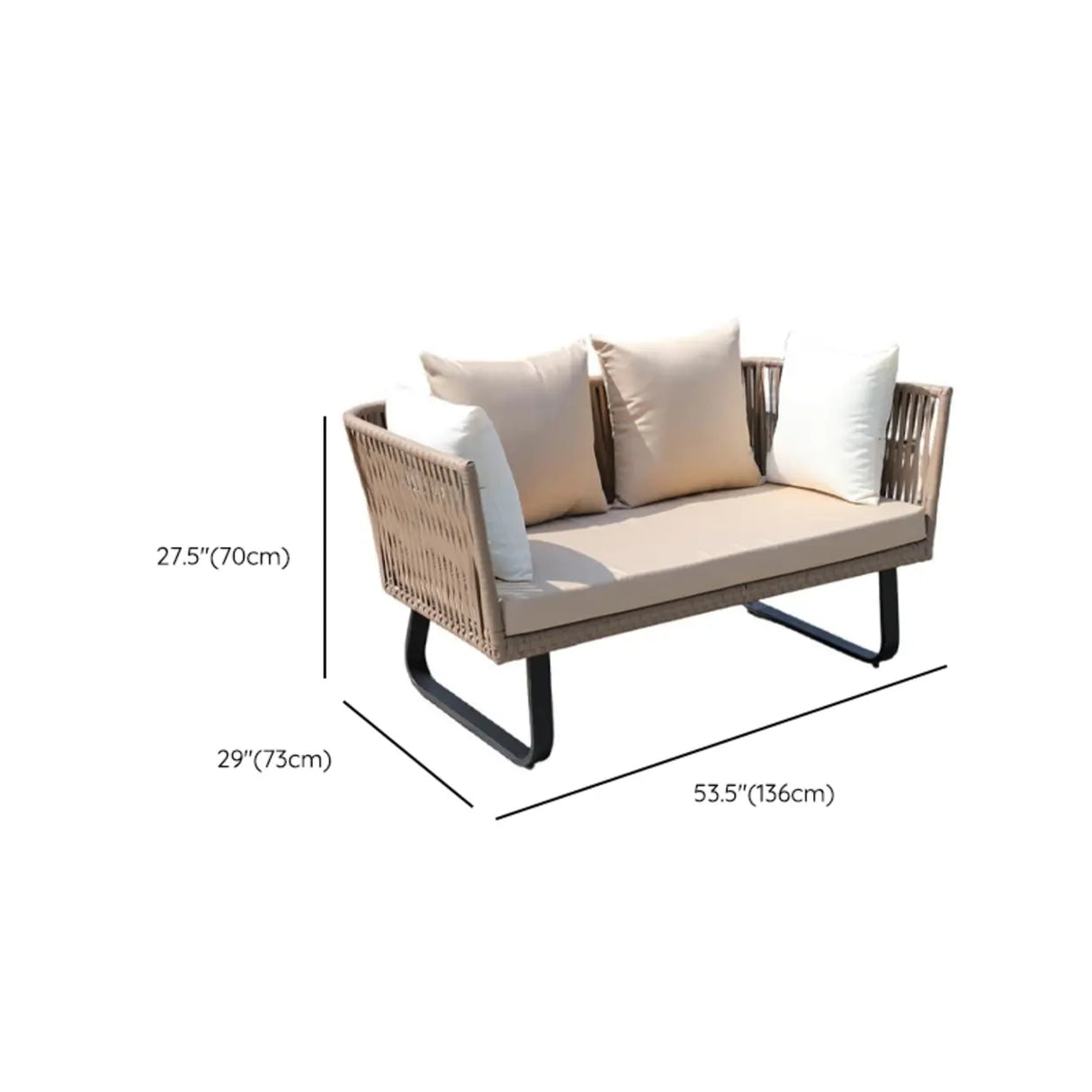 Outdoor Beige Wicker Upholstered Sofa Set with Cushions Image - 18