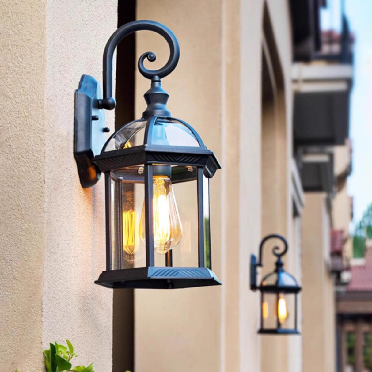 Outdoor Black Geometric LED Waterproof Wall Light Image - 6