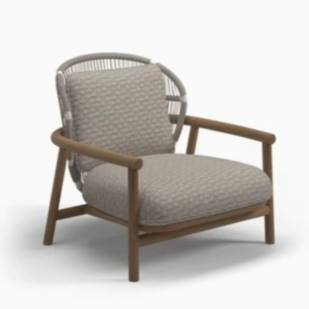 Outdoor Curved Wood Rope Beige Waterproof Patio Lounge Set Image - 2