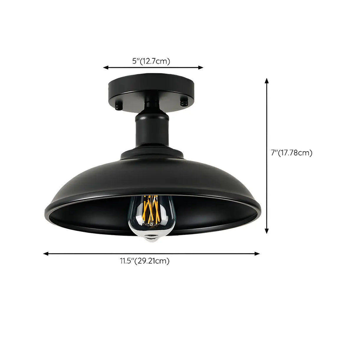 Outdoor Industrial Mini Barn Iron Semi-FLush Mount Lamp