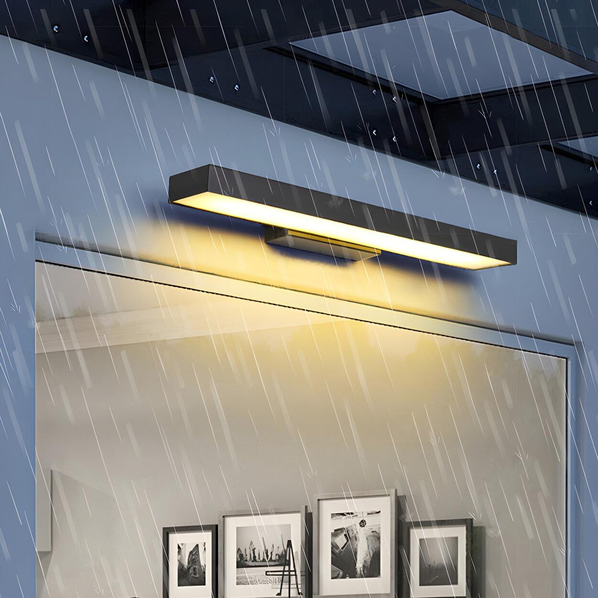 Outdoor Minimalist Black Rectangular LED Wall Sconce Image - 4