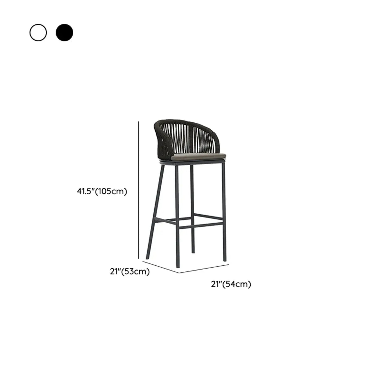 Outdoor Rattan Faux Leather Bucket Bar Stool with Arms