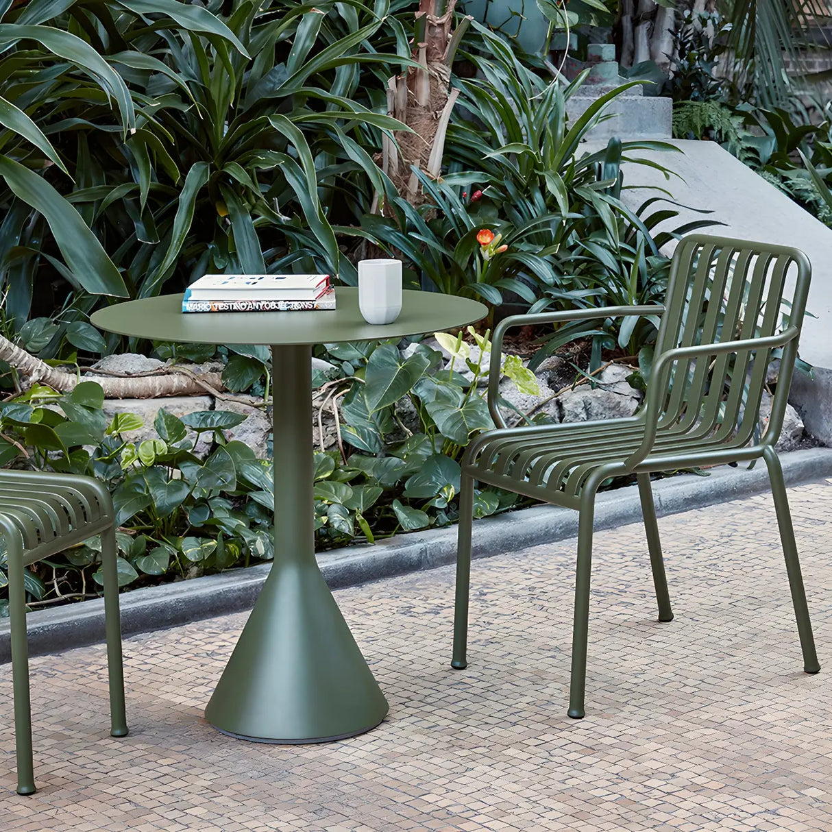 Outdoor Round Metal Green Water Resistant Bistro Table Image - 11