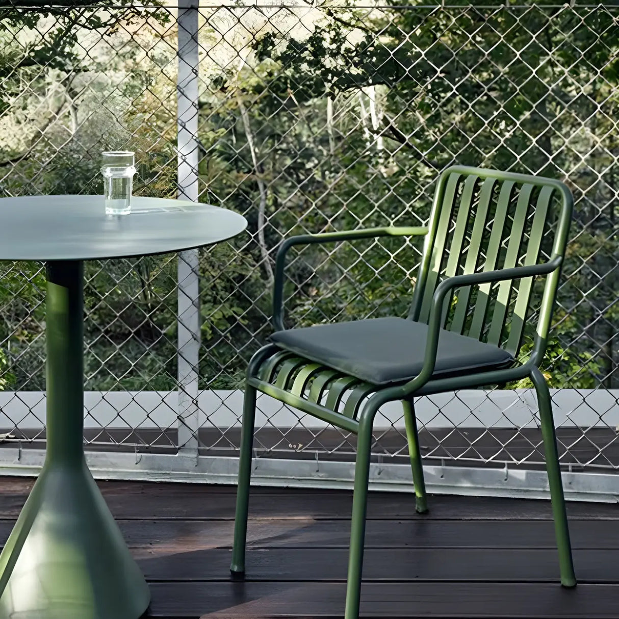 Outdoor Round Metal Green Water Resistant Bistro Table Image - 6