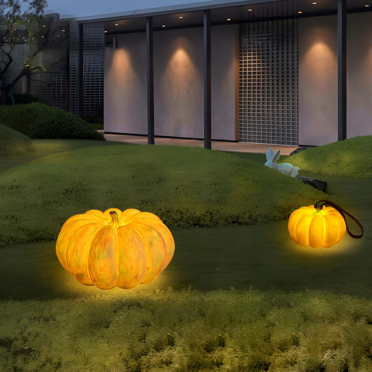 Outdoor Solar Powered Pumpkin Resin Table Light Image - 5