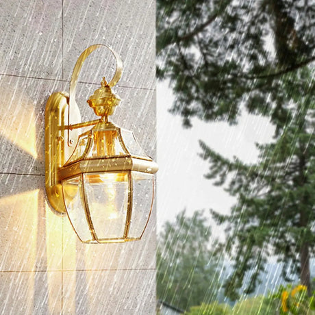 Outdoor Waterproof Gold Lantern Wall Sconce Image - 2