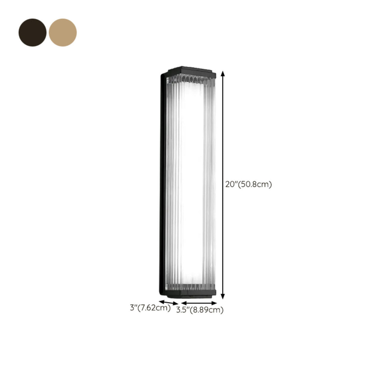 Outdoor Waterproof Ribbed Gold Vertical Wall Sconce