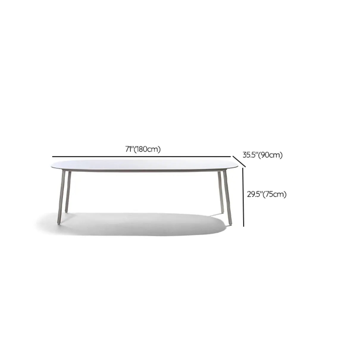 Outdoor White Waterproof Stone Oval Coffee Table Image - 13