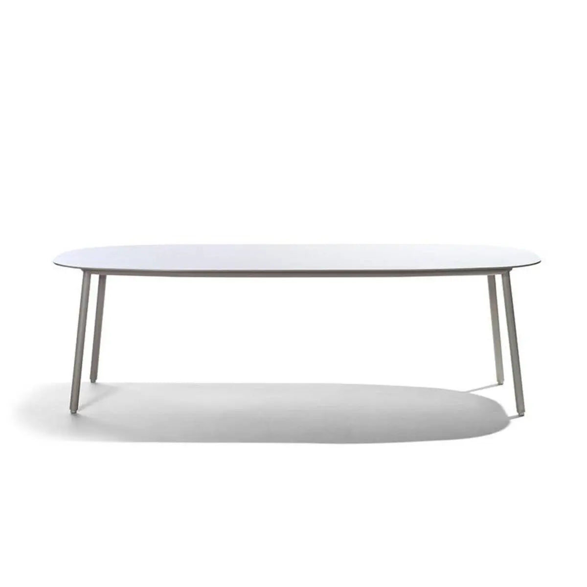 Outdoor White Waterproof Stone Oval Coffee Table Image - 3