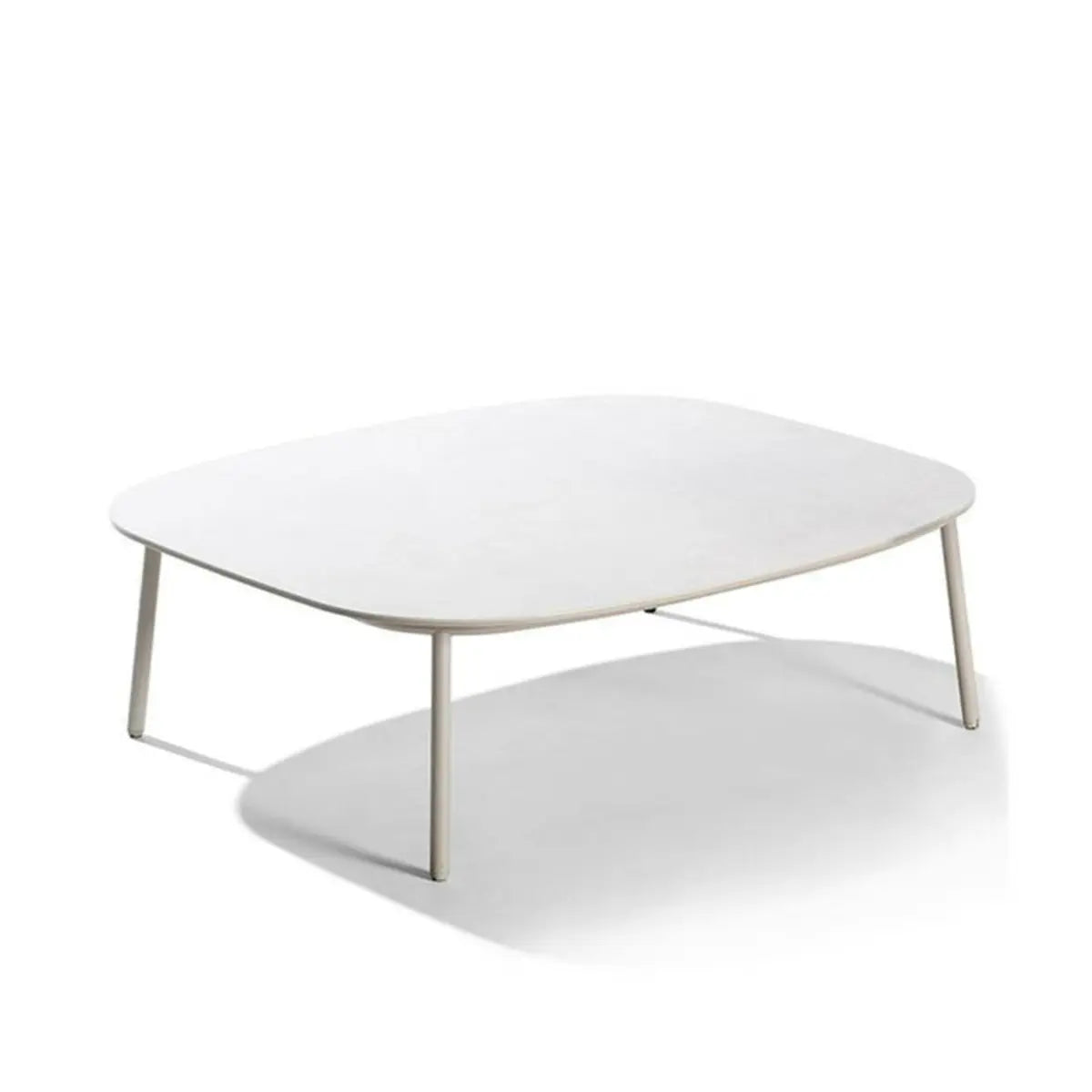 Outdoor White Waterproof Stone Oval Coffee Table Image - 7