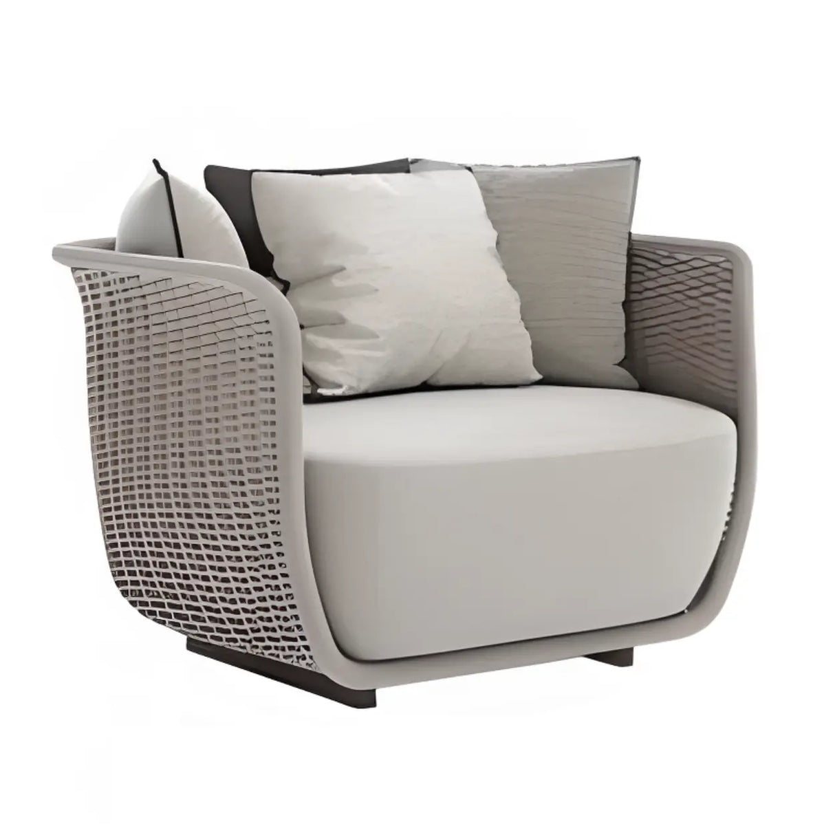 Outdoor Wicker Curved Beige Upholstered Patio Sofa Set Image - 2