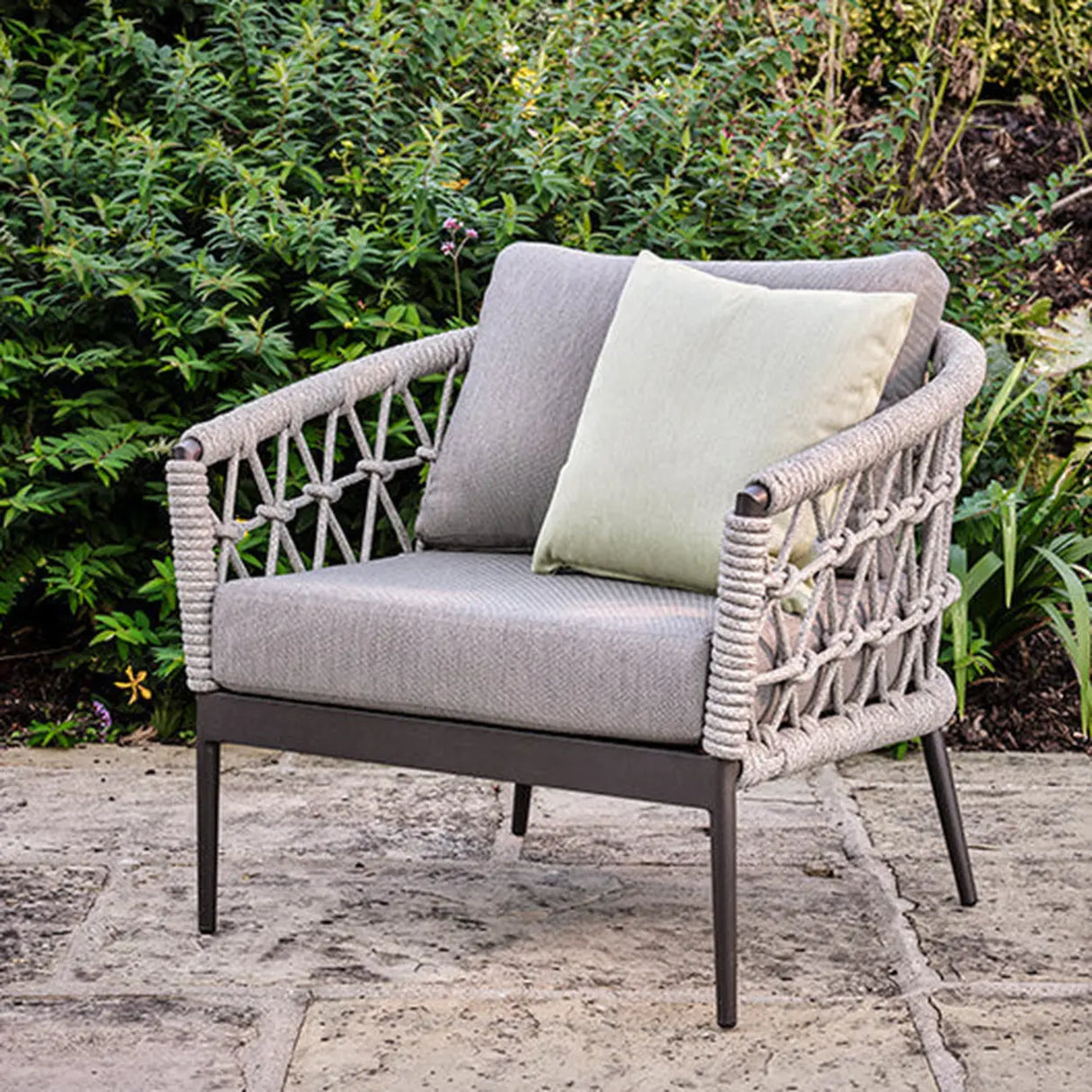 Outdoor Woven Gray Sofa Set with Cushions and Pillow Image - 3