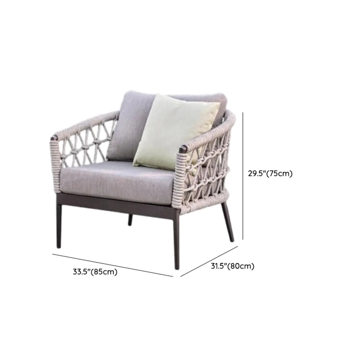 Outdoor Woven Gray Sofa Set with Cushions and Pillow