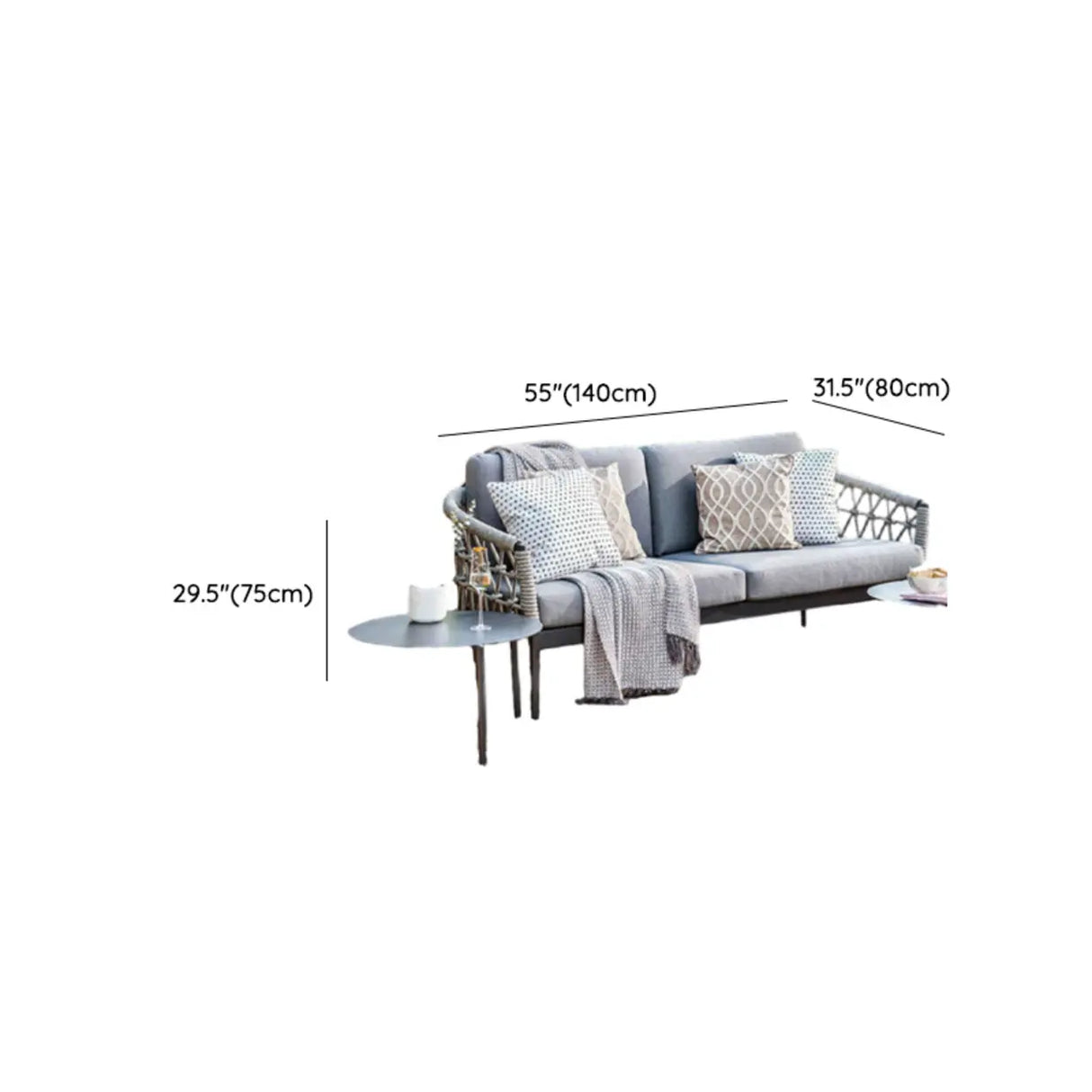 Outdoor Woven Gray Sofa Set with Cushions and Pillow Image - 9