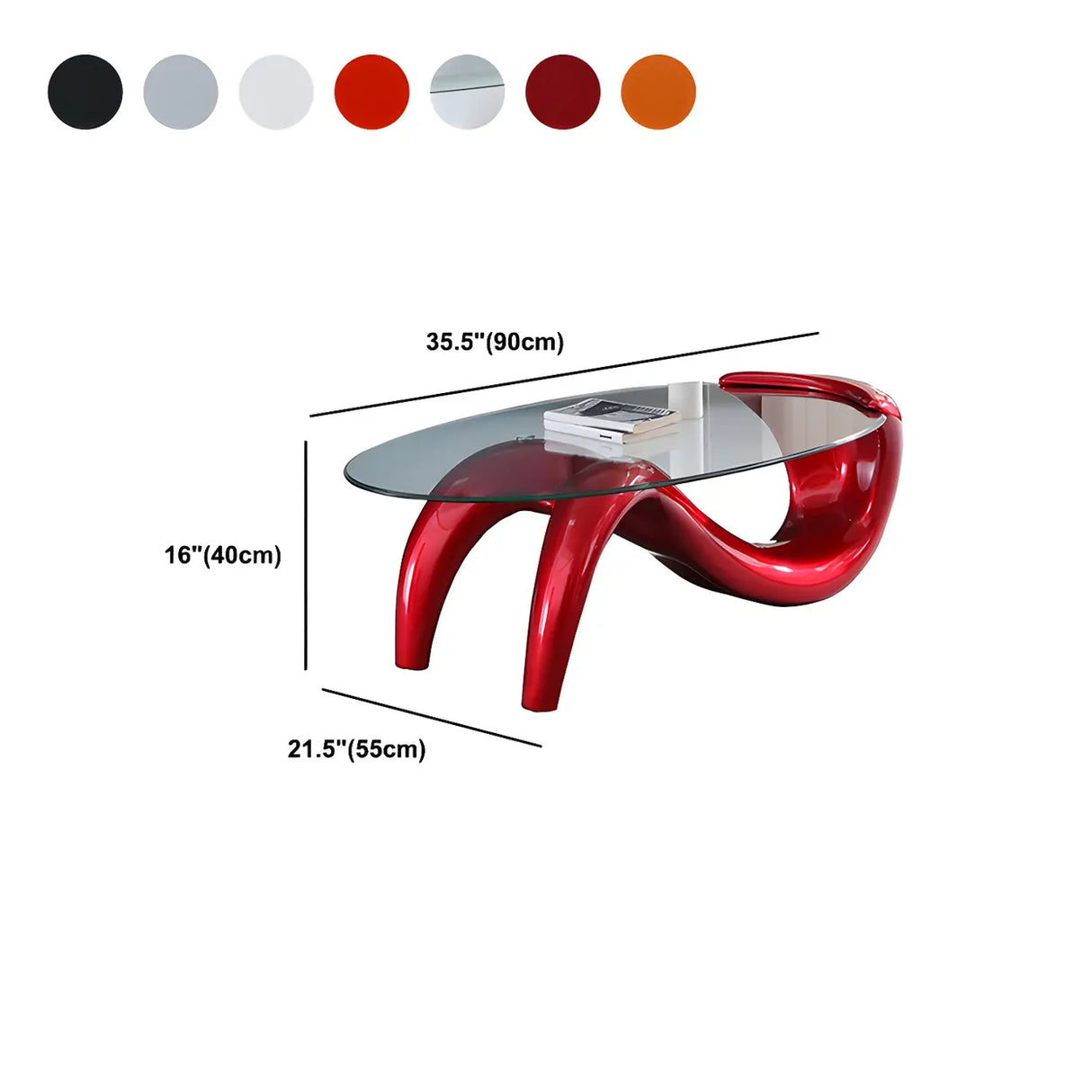 Oval Clear Glass Abstract Metal Base Coffee Table Image - 17