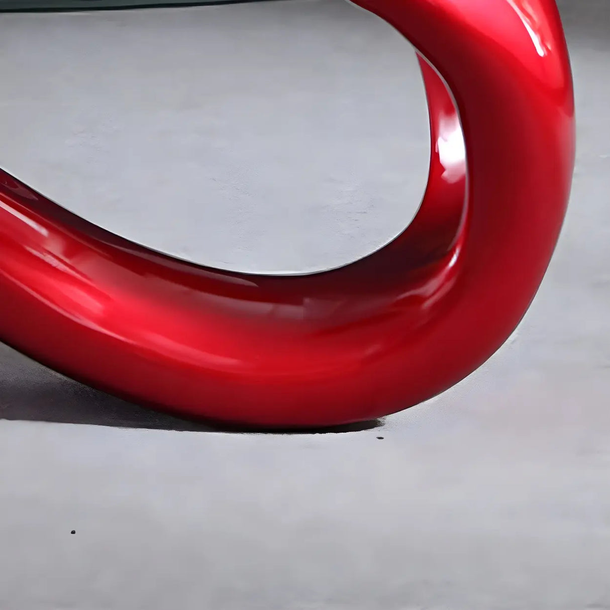 Oval Clear Glass Abstract Metal Base Coffee Table Image - 7