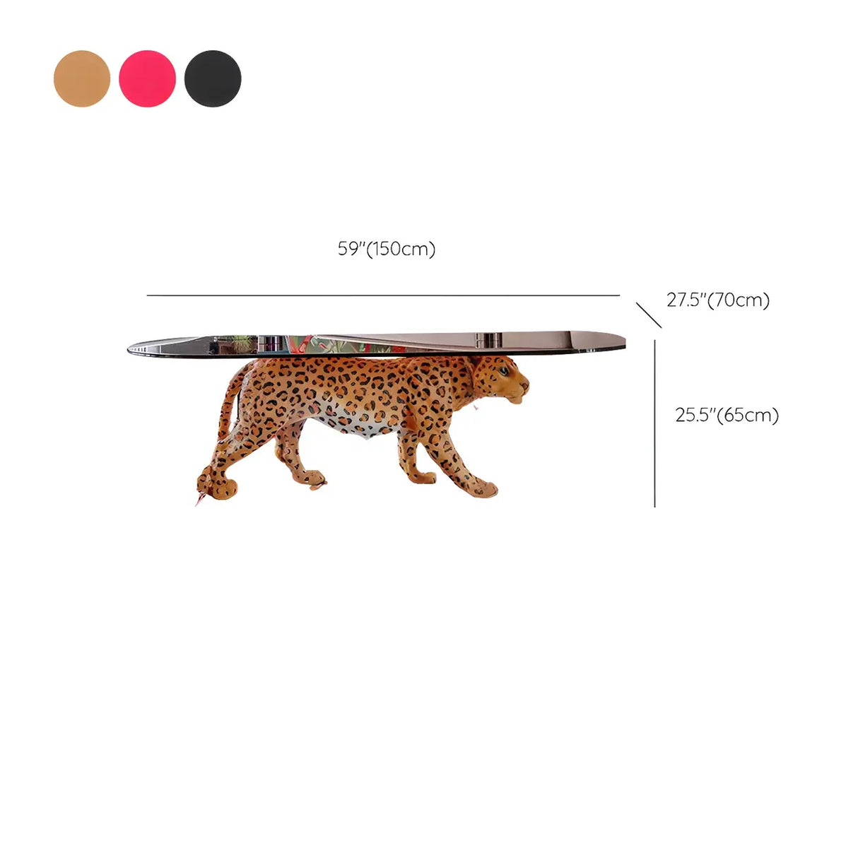 Oval Clear Glass Top Panther Base Abstract Coffee Table Image - 13