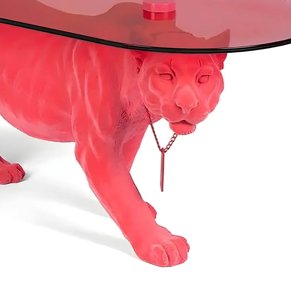 Oval Clear Glass Top Panther Base Abstract Coffee Table Image - 8