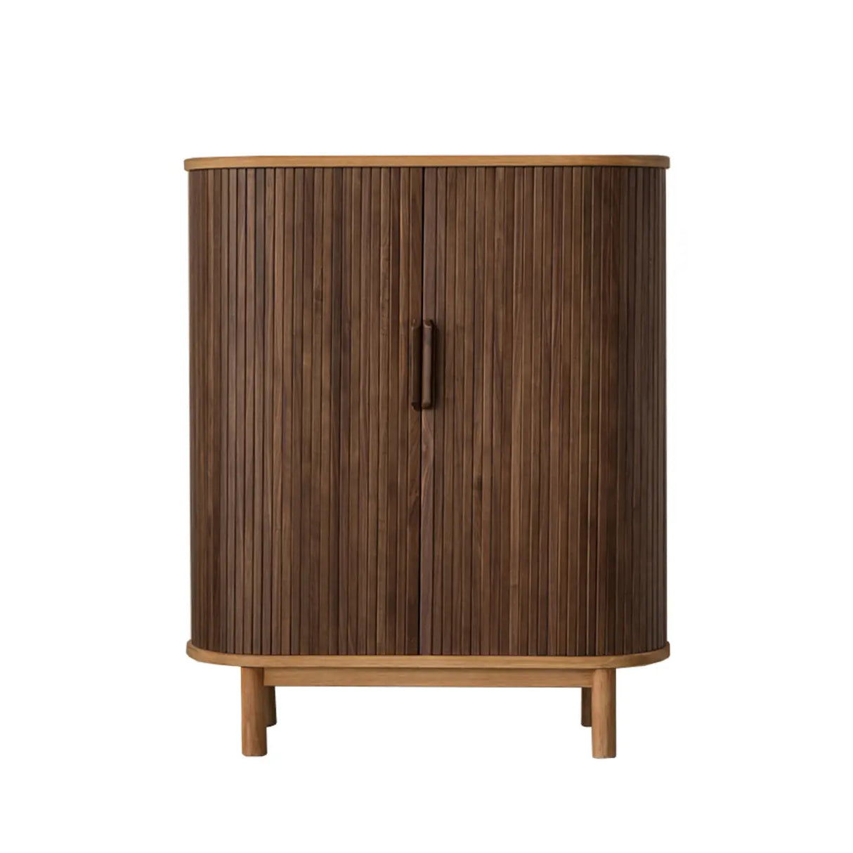 Oval Closed Back Wood Entryway Brown Large Shoe Cabinet Image - 6