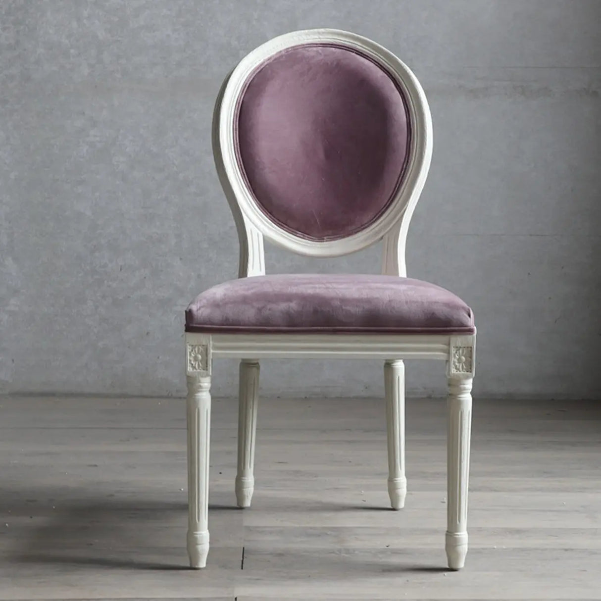 Oval King Louis Back Wood Dining Chairs Cream Gray Image - 13