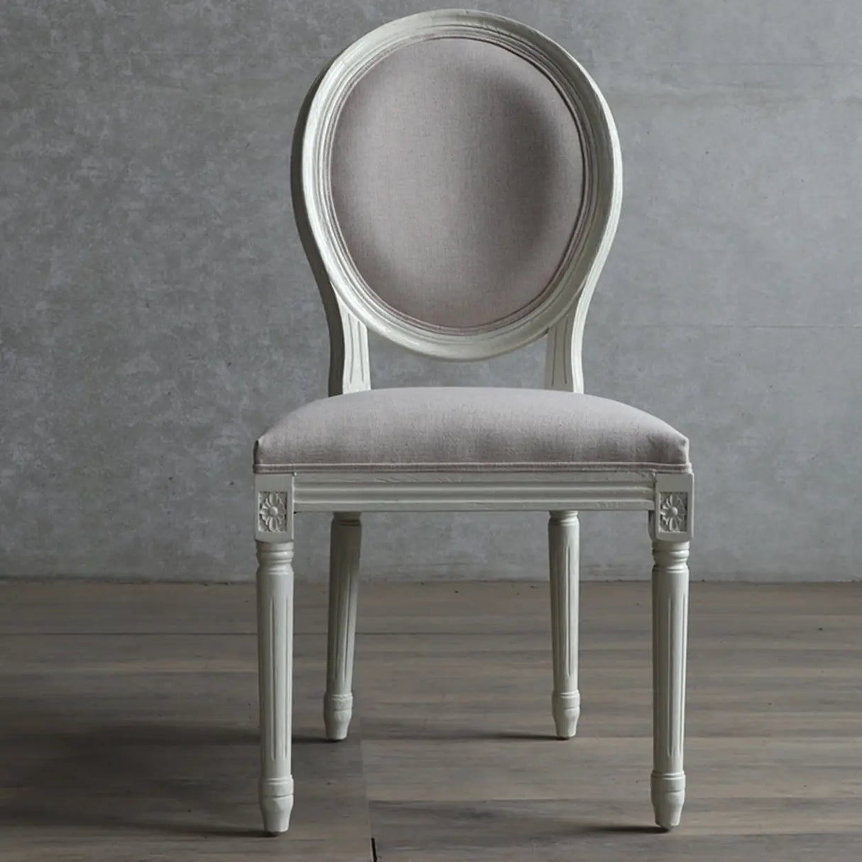 Oval King Louis Back Wood Dining Chairs Cream Gray Image - 15
