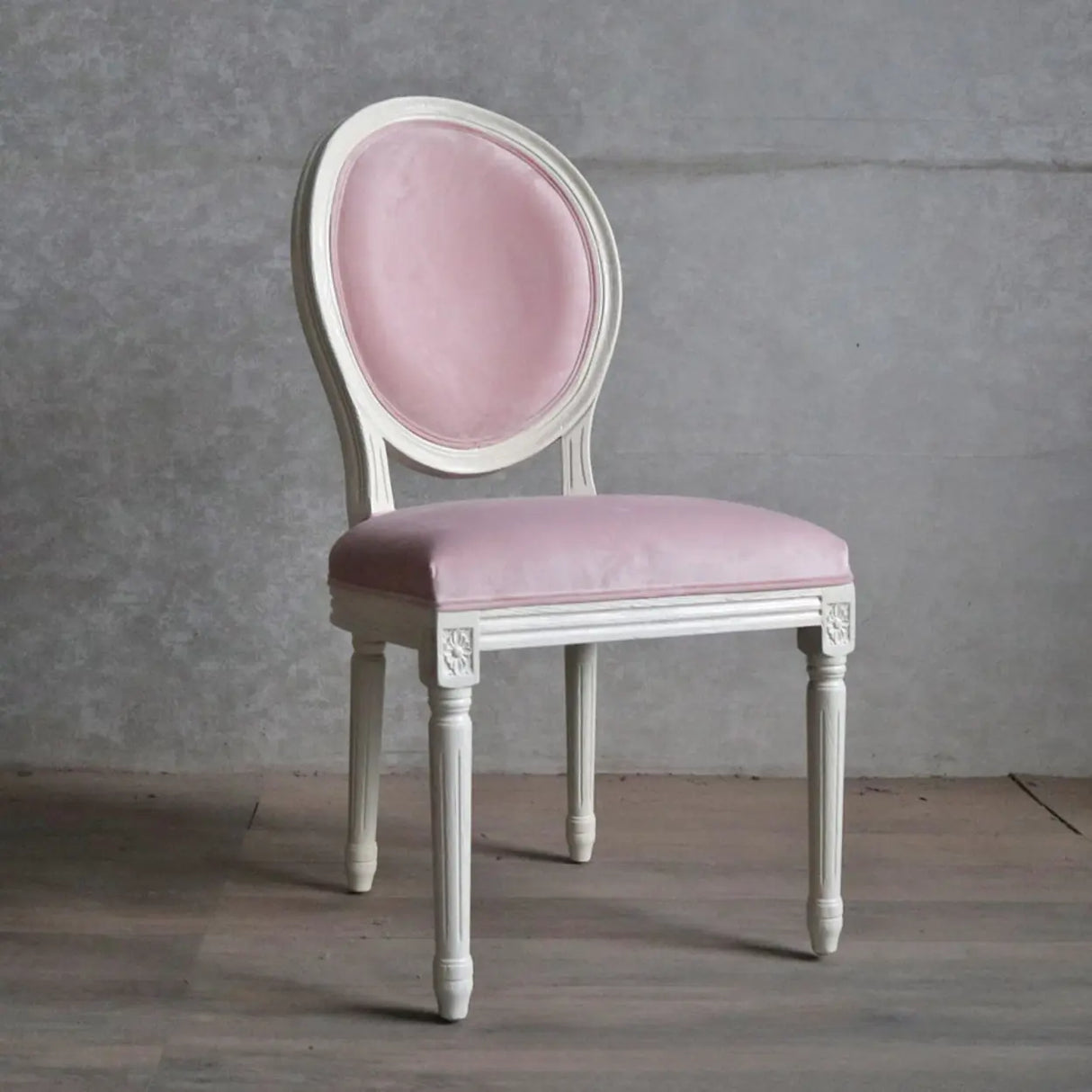 Oval King Louis Back Wood Dining Chairs Cream Gray Image - 2