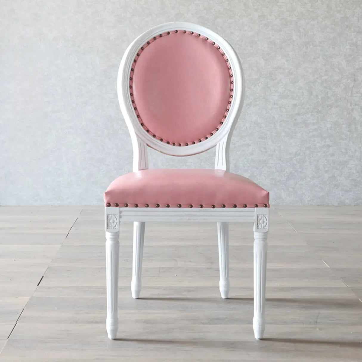 Oval King Louis Back Wood Dining Chairs Cream Gray Image - 3