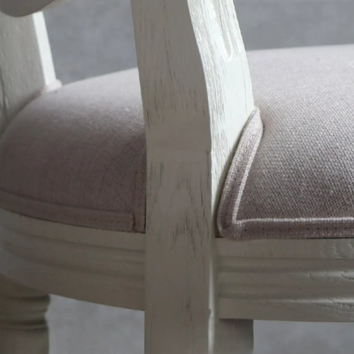 Oval King Louis Back Wood Dining Chairs Cream Gray Image - 6