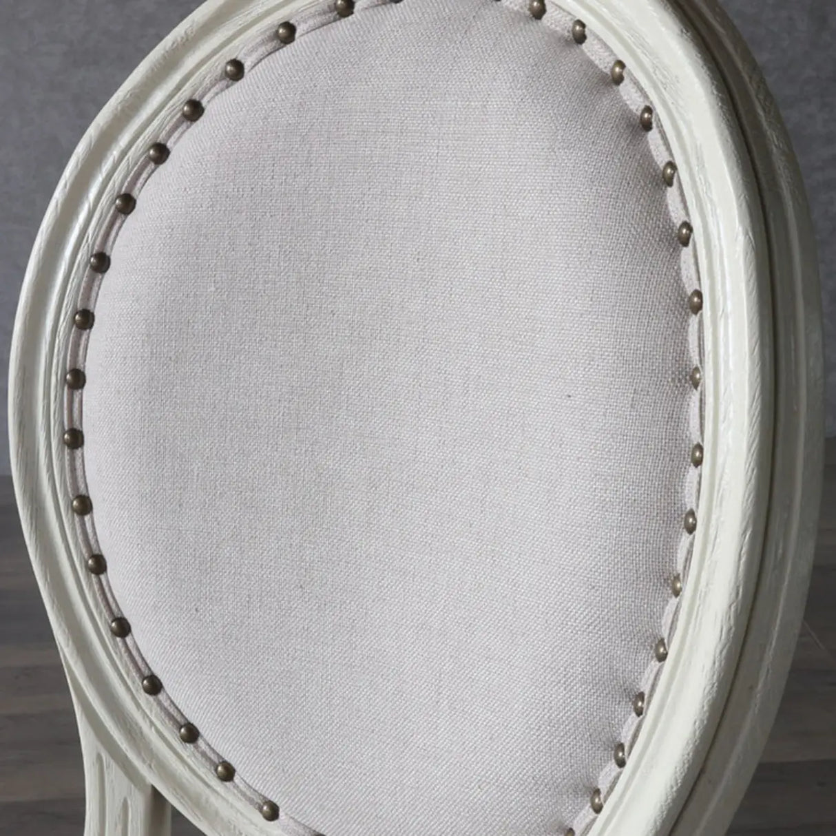 Oval King Louis Back Wood Dining Chairs Cream Gray Image - 8