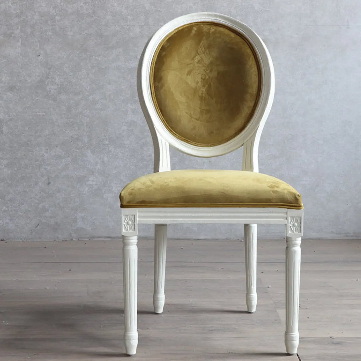 Oval King Louis Back Wood Dining Chairs Cream Gray Image - 9