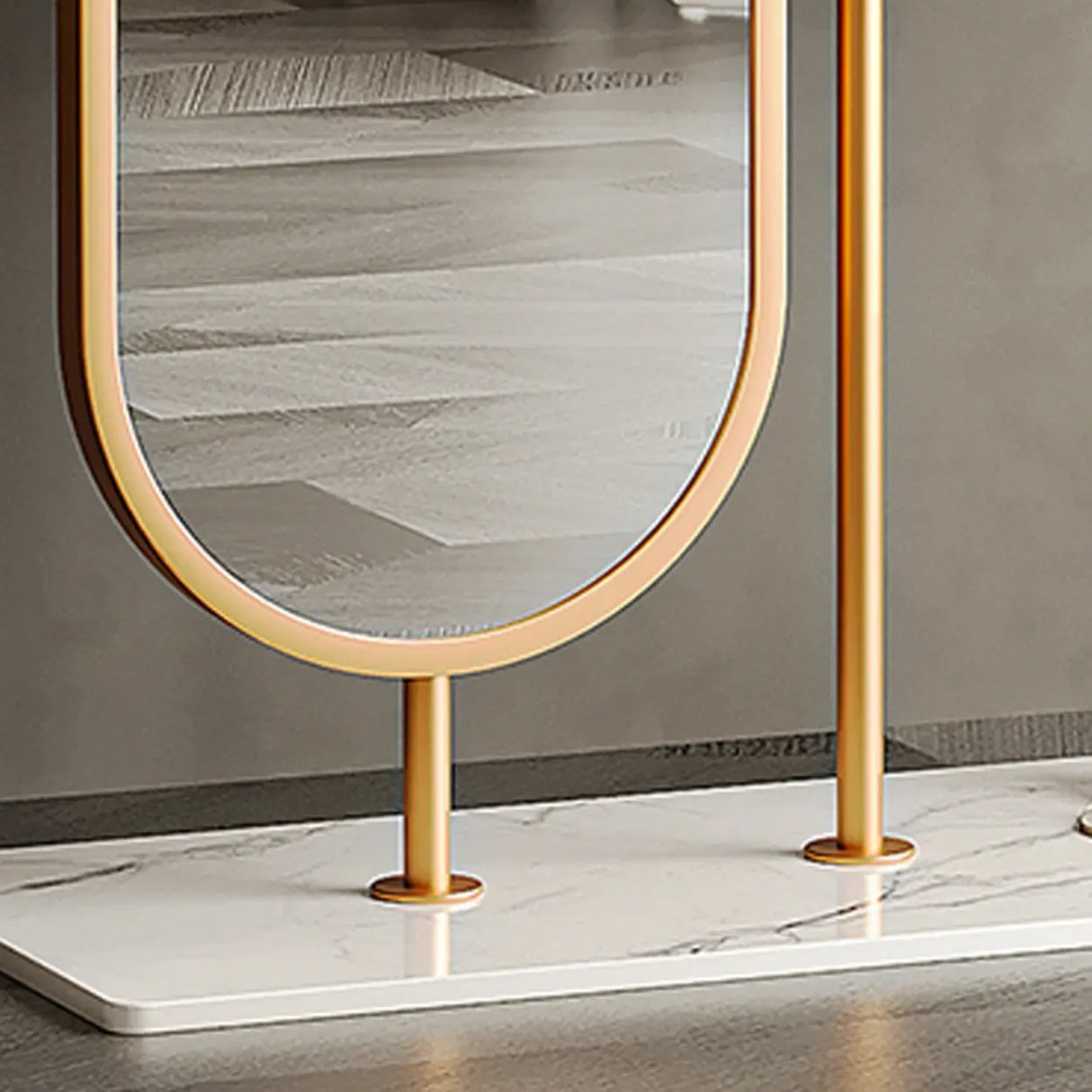 Oval Metal Gold Mirror Entryway Coat Rack with Hooks Image - 14