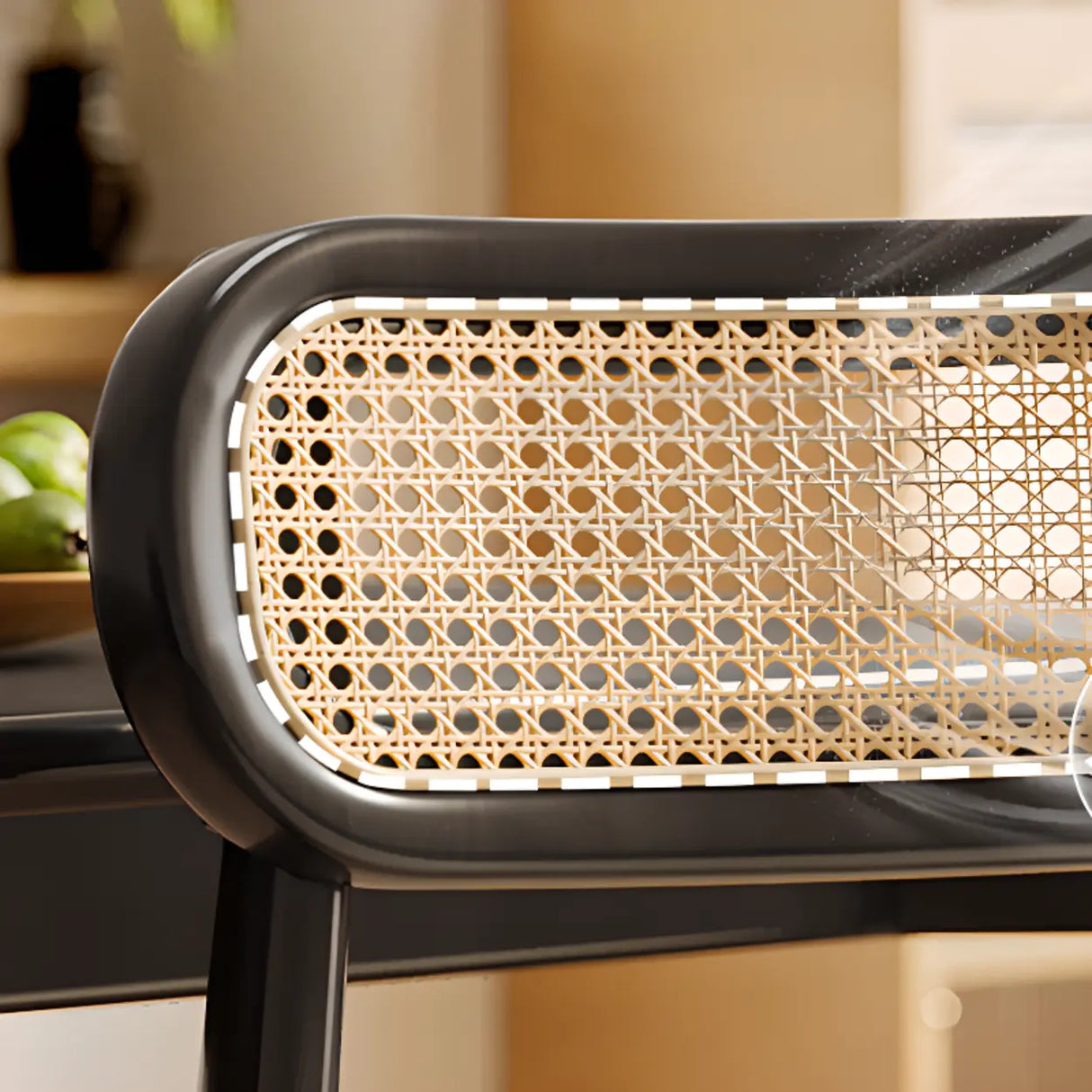 Oval Open Cane Back Wood Frame Dining Chairs Black Image - 18