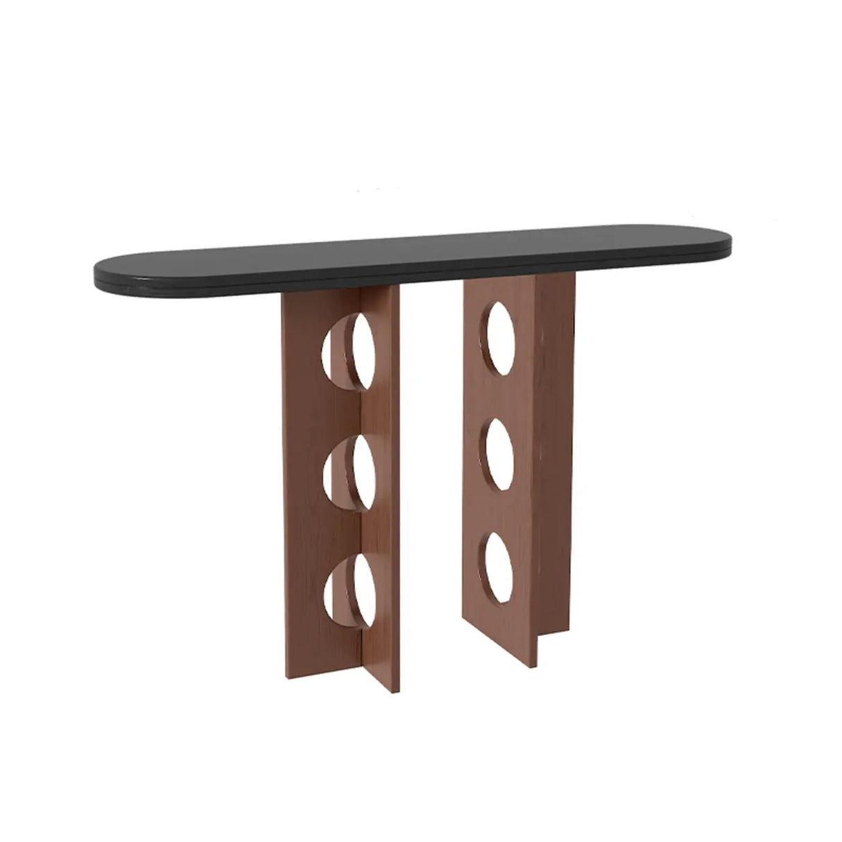 Oval Pine Wood Abstract Base Entryway Console Table Image - 3