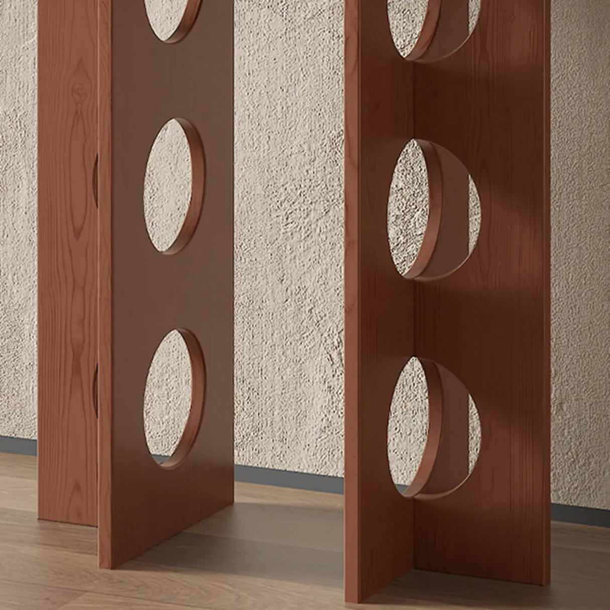 Oval Pine Wood Abstract Base Entryway Console Table Image - 6