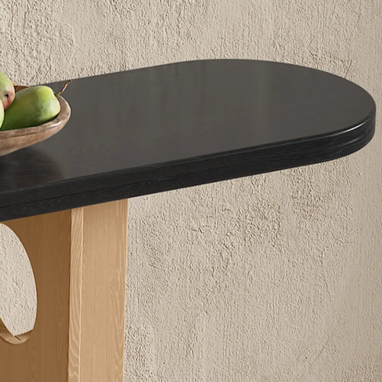 Oval Pine Wood Abstract Base Entryway Console Table Image - 7