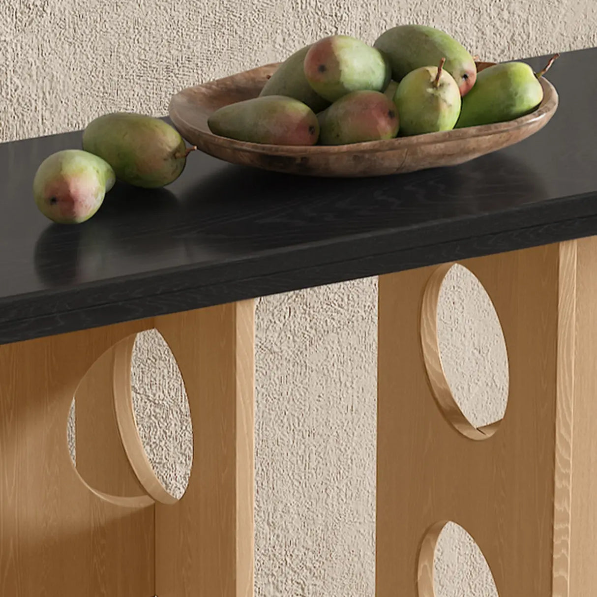 Oval Pine Wood Abstract Base Entryway Console Table Image - 9