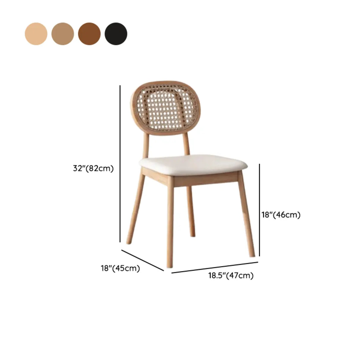 Oval Rattan Back Armless Leather Wood Dining Chair Image - 16