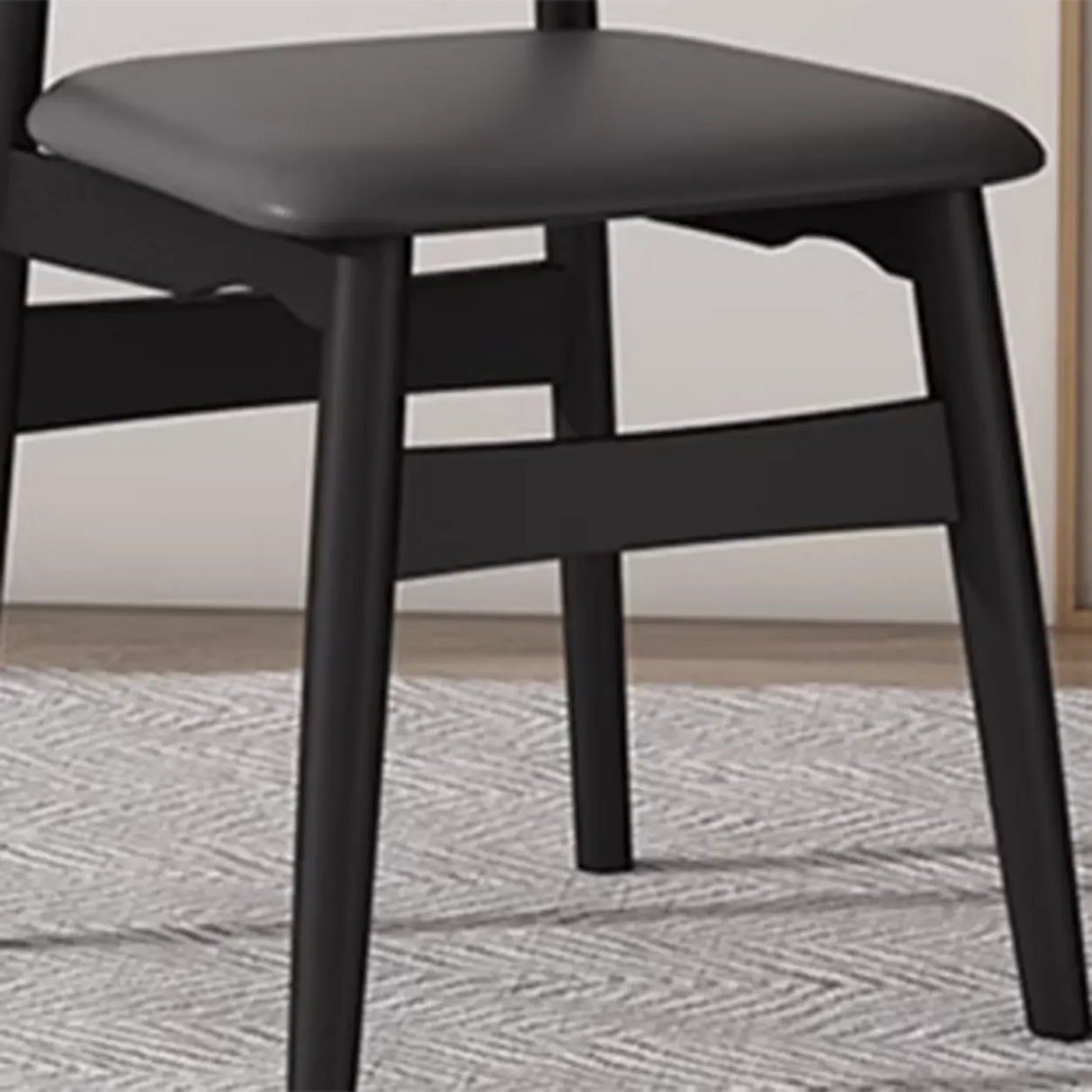 Oval Rattan Back Armless Leather Wood Dining Chair Image - 6