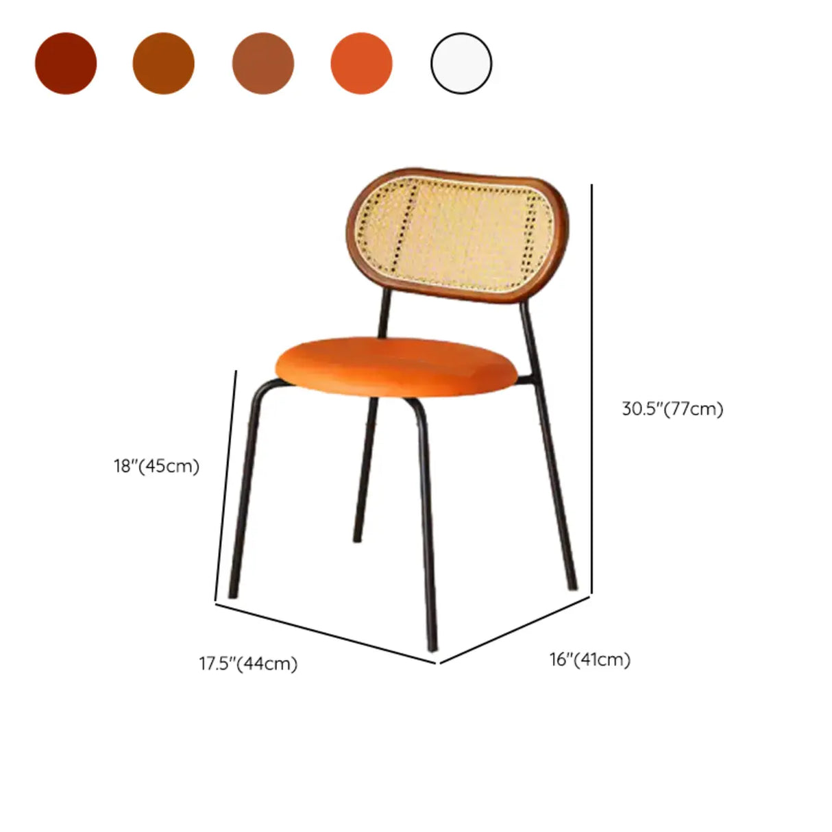 Oval Rattan Back Round Leather Stackable Dining Chair Image - 50