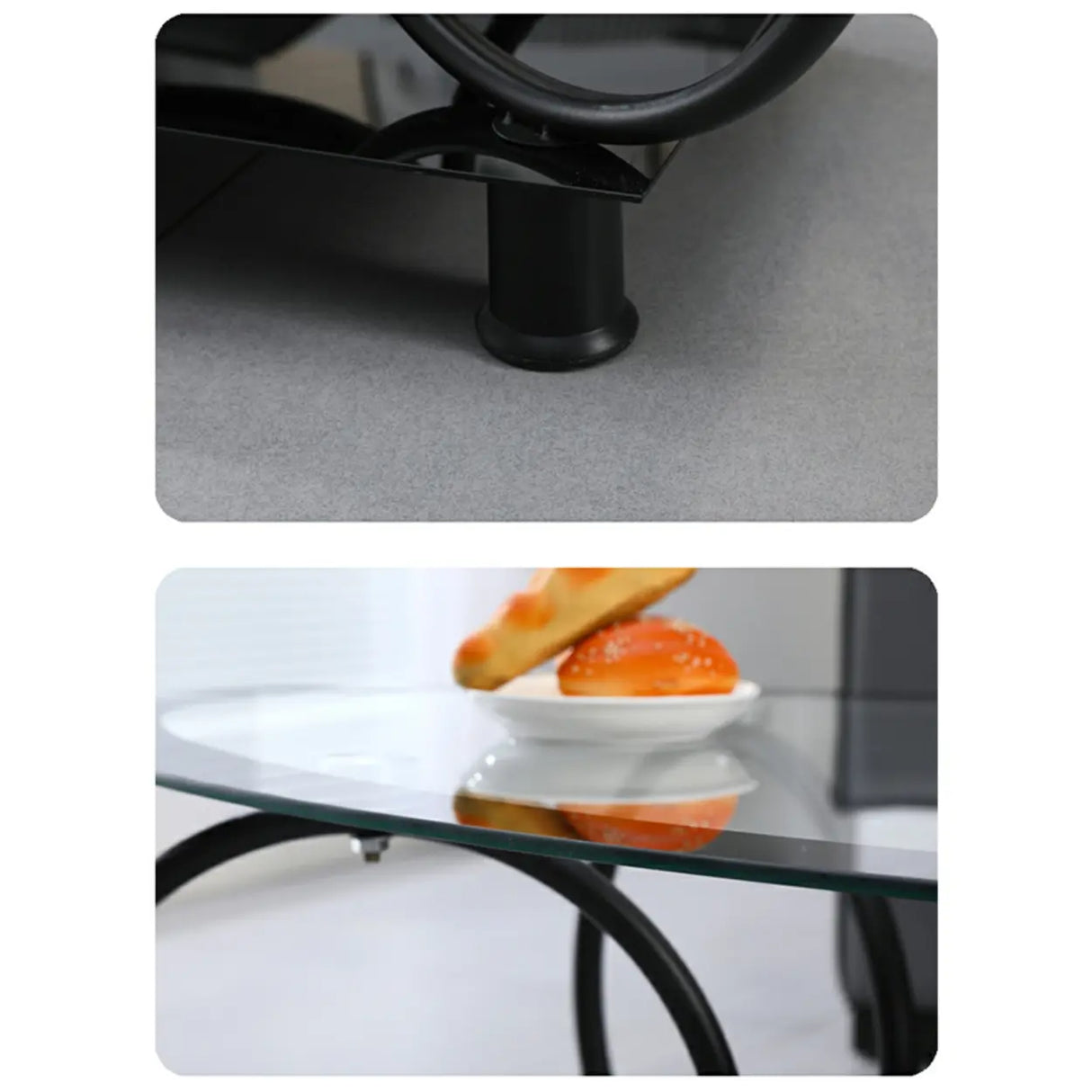 Oval Round Clear Glass Coffee Table with Storage Shelf Image - 18