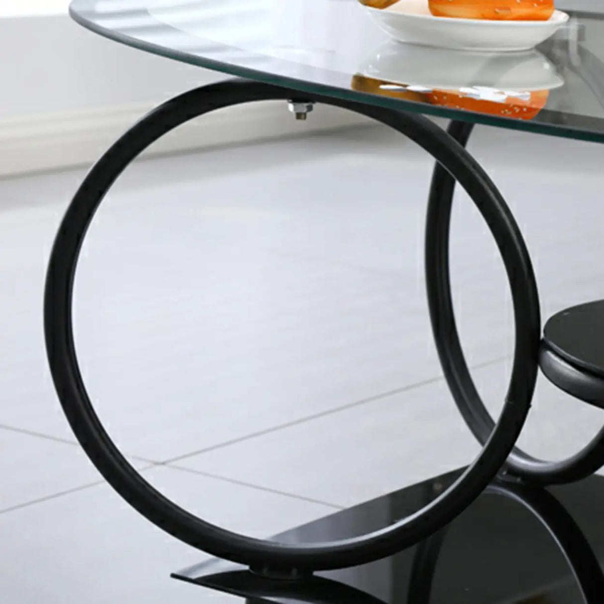 Oval Round Clear Glass Coffee Table with Storage Shelf Image - 19