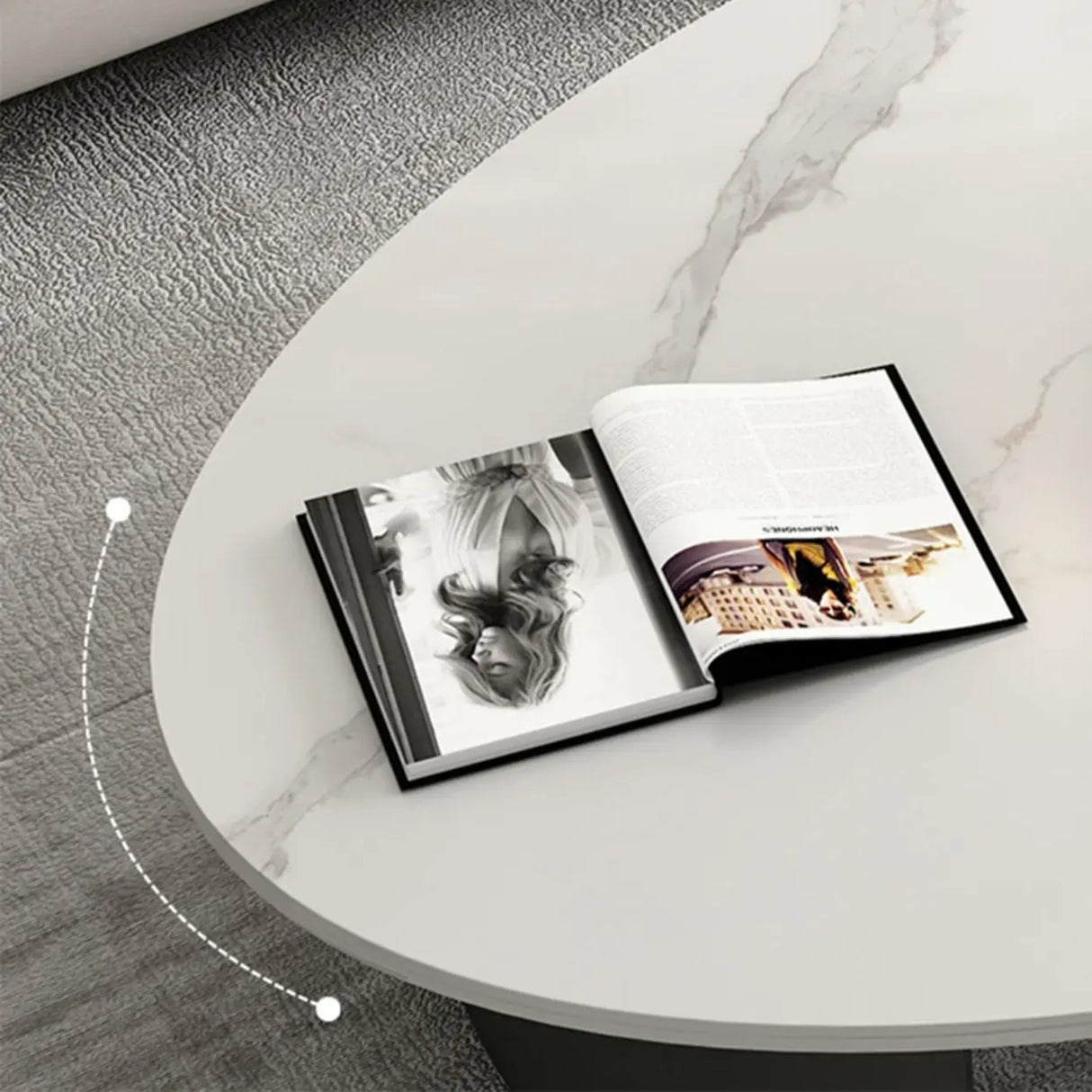 Oval Scratch Resistant Stone Top Iron Base Coffee Table Image - 10