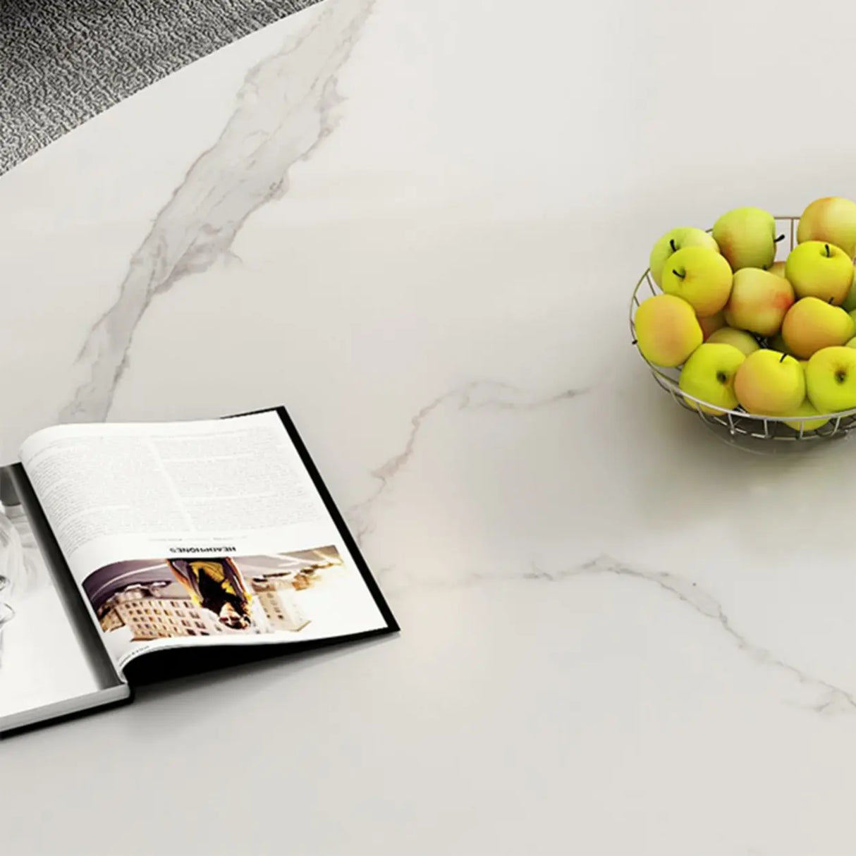 Oval Scratch Resistant Stone Top Iron Base Coffee Table Image - 12