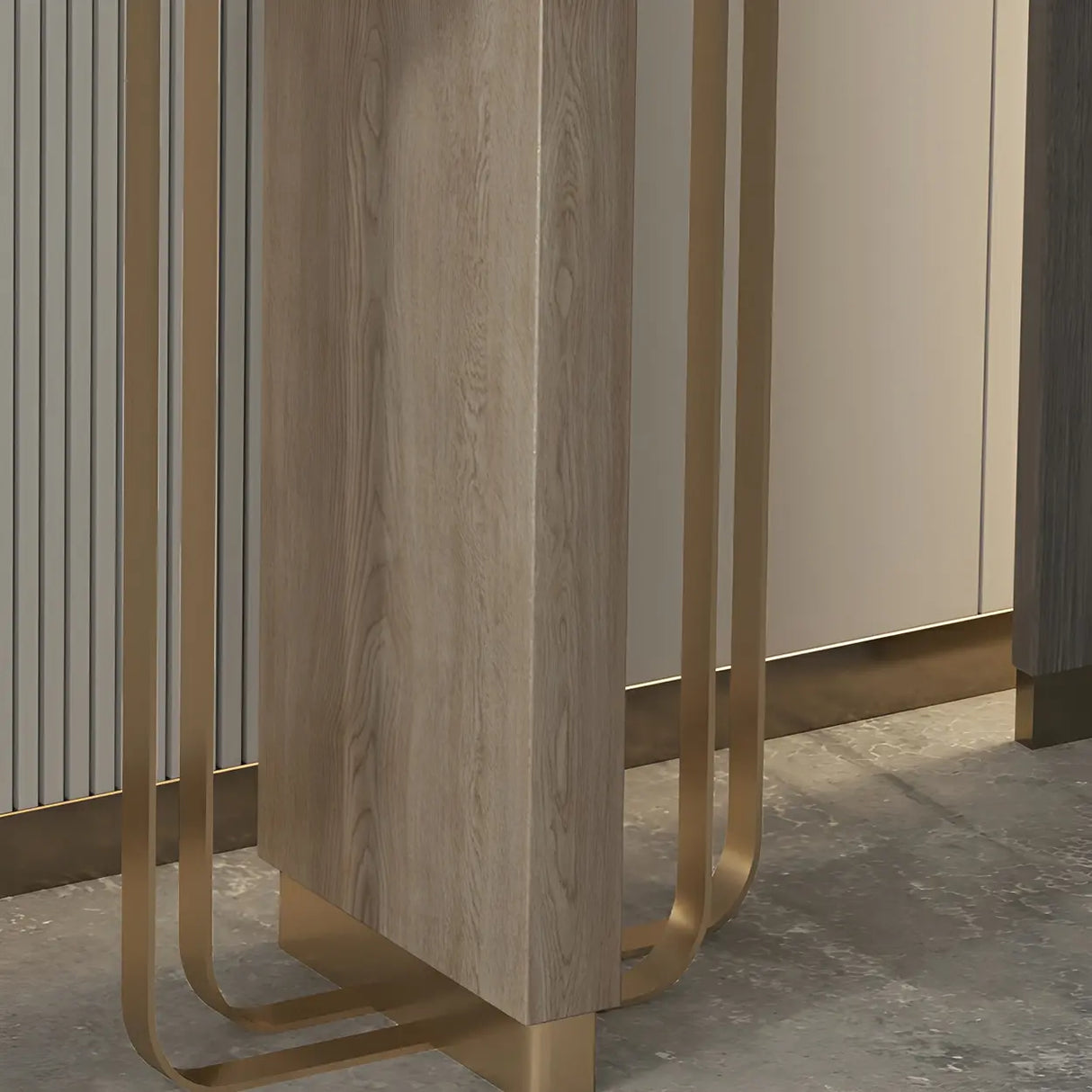 Oval Stone Gold Double Pedestal Tall Console Table Image - 8