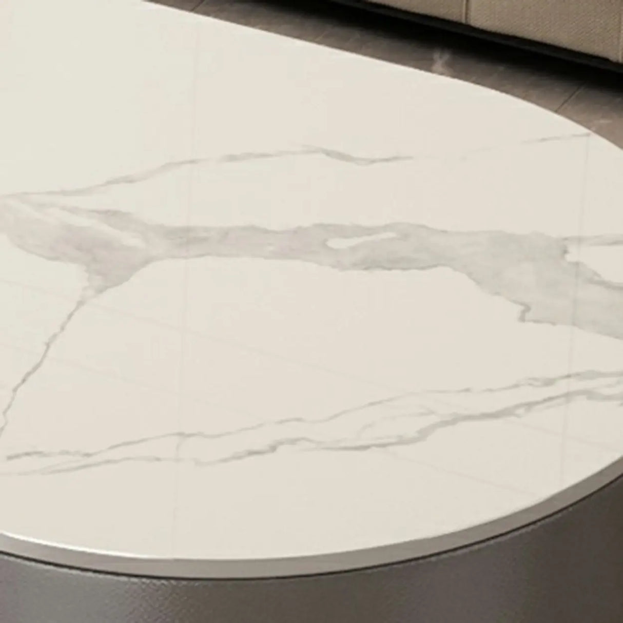 Oval Stone Top Steel Base Storage Nesting Coffee Tables Image - 20